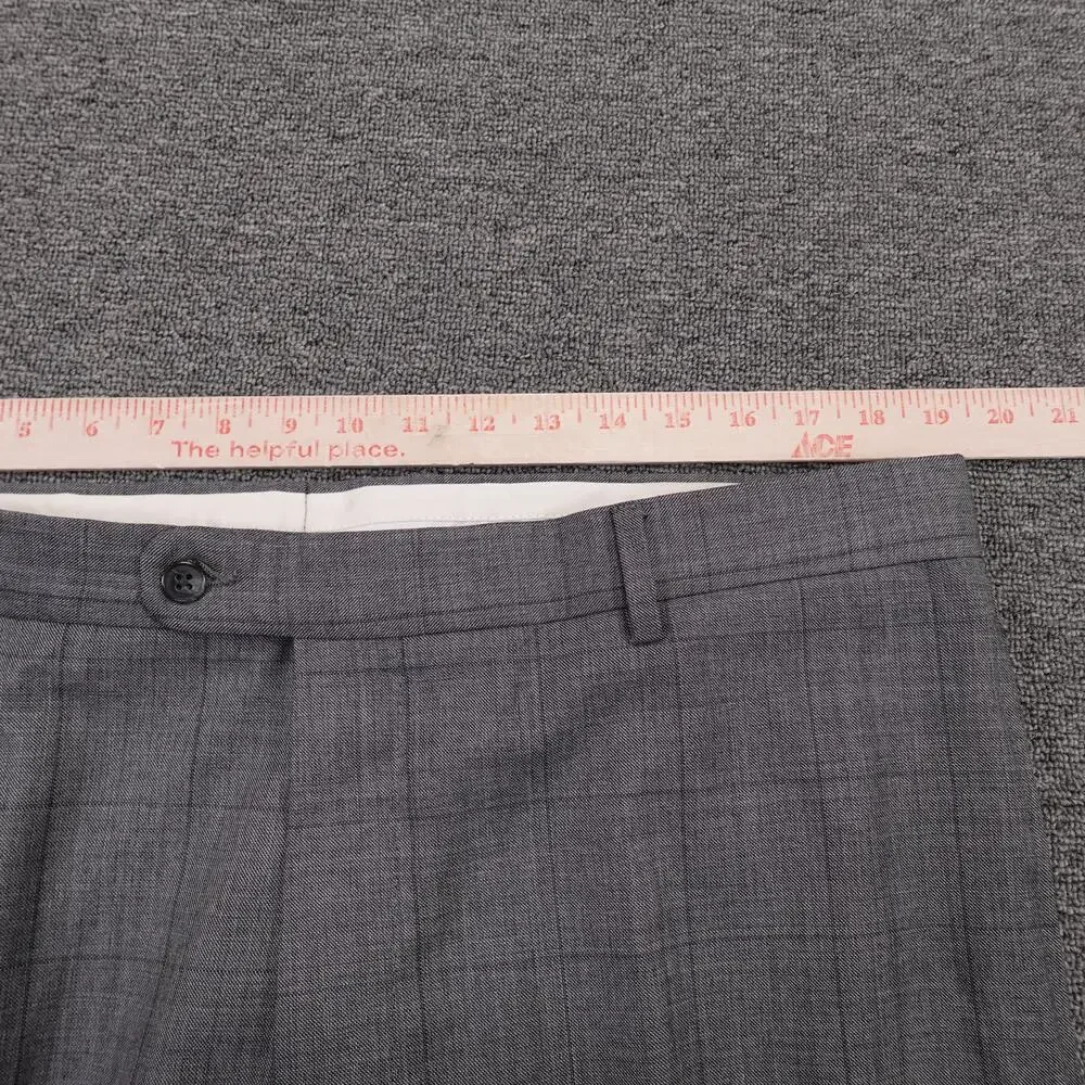 Joseph Abboud Suit Mens 44L Gray Plaid Wool 2 Button 2 Piece 38x31 Pants